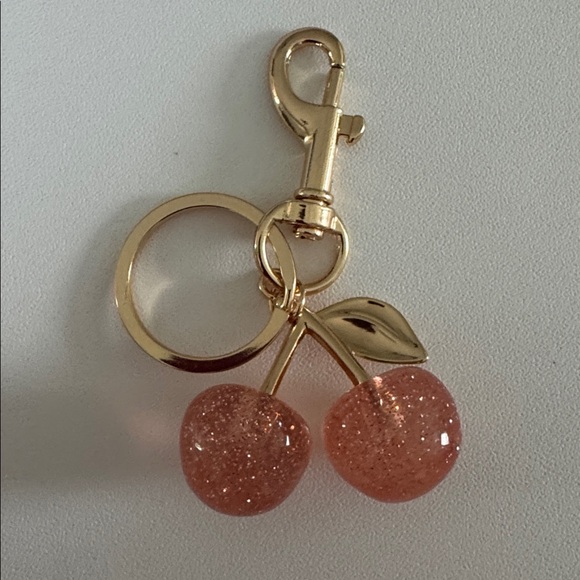 Accessories - Gold and Pink Cherry NWT Sparkling Bag Charm